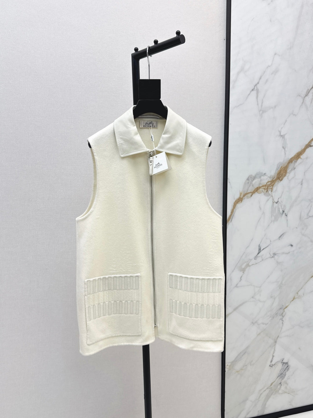 He 25 New wool cashmere vest jacket（WHITE/ORANGE/BLACK）