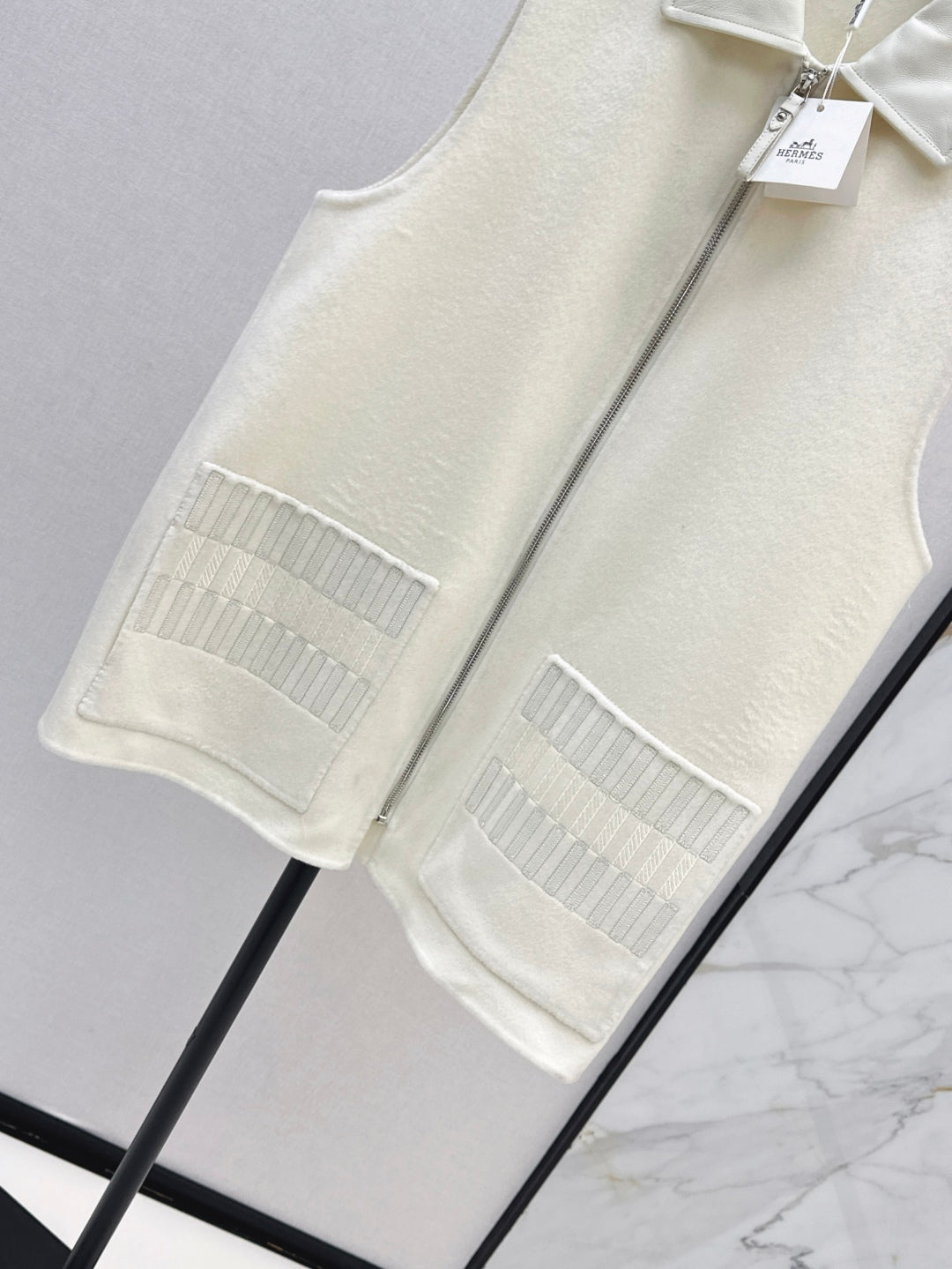 He 25 New wool cashmere vest jacket（WHITE/ORANGE/BLACK）
