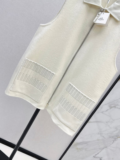 He 25 New wool cashmere vest jacket（WHITE/ORANGE/BLACK）