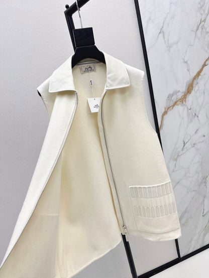 He 25 New wool cashmere vest jacket（WHITE/ORANGE/BLACK）