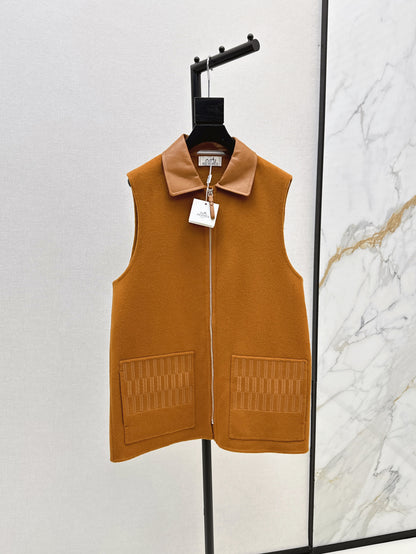 He 25 New wool cashmere vest jacket（WHITE/ORANGE/BLACK）