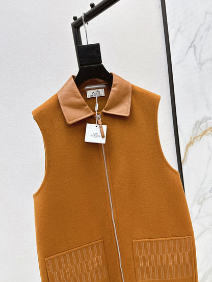 He 25 New wool cashmere vest jacket（WHITE/ORANGE/BLACK）