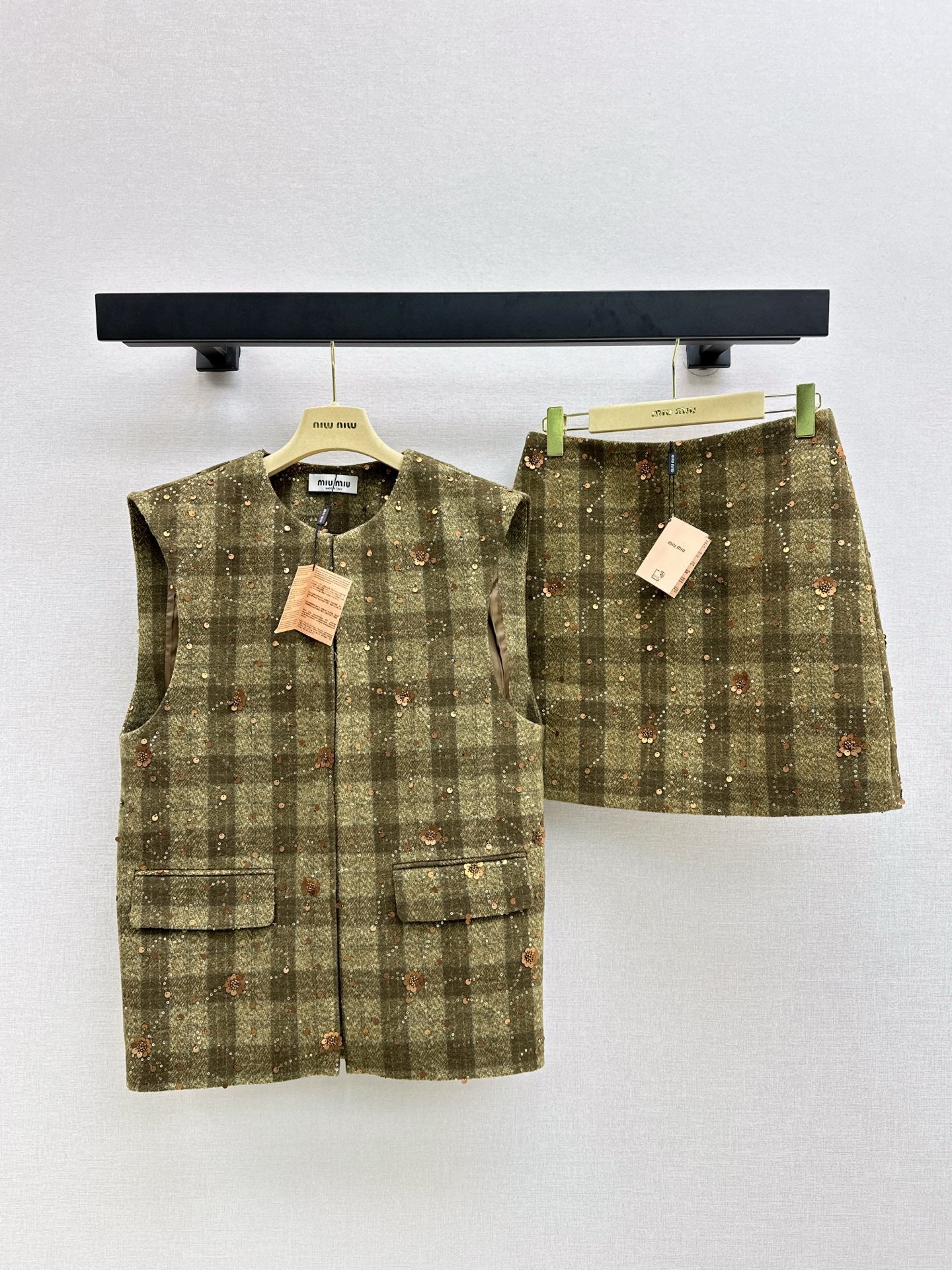 Mi 25 Plaid Series Beaded Sequin Vest Jacket