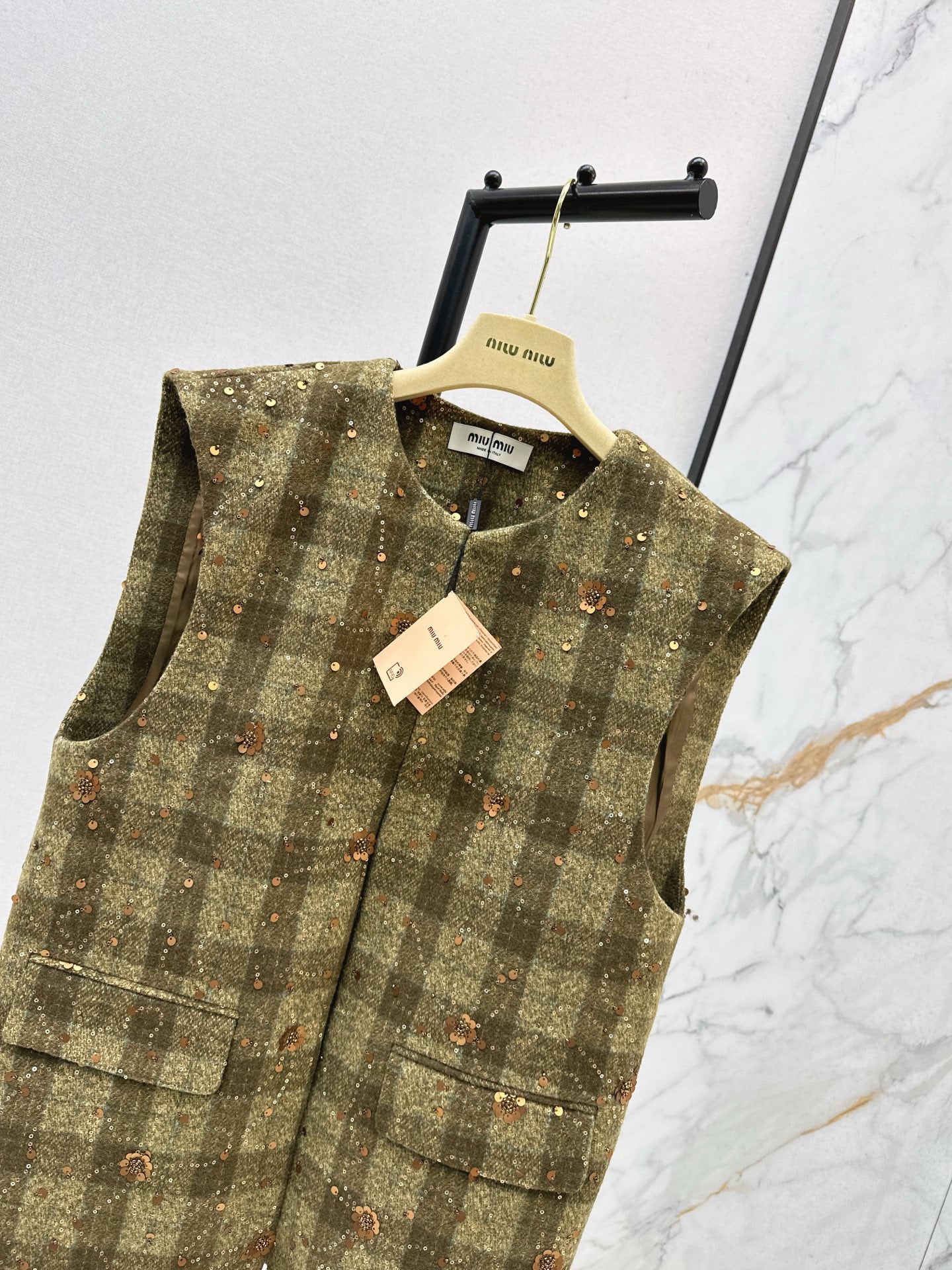 Mi 25 Plaid Series Beaded Sequin Vest Jacket