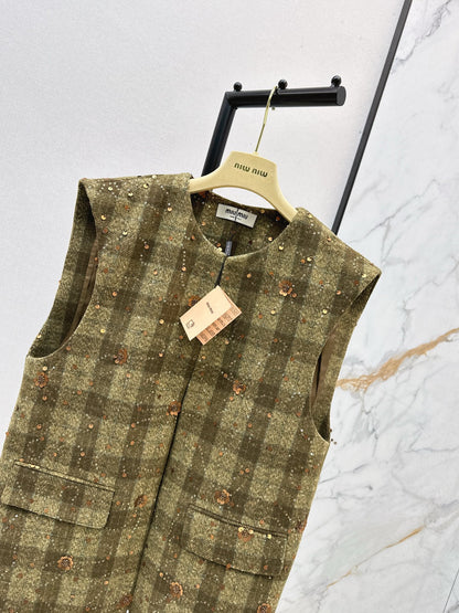 Mi 25 Plaid Series Beaded Sequin Vest Jacket
