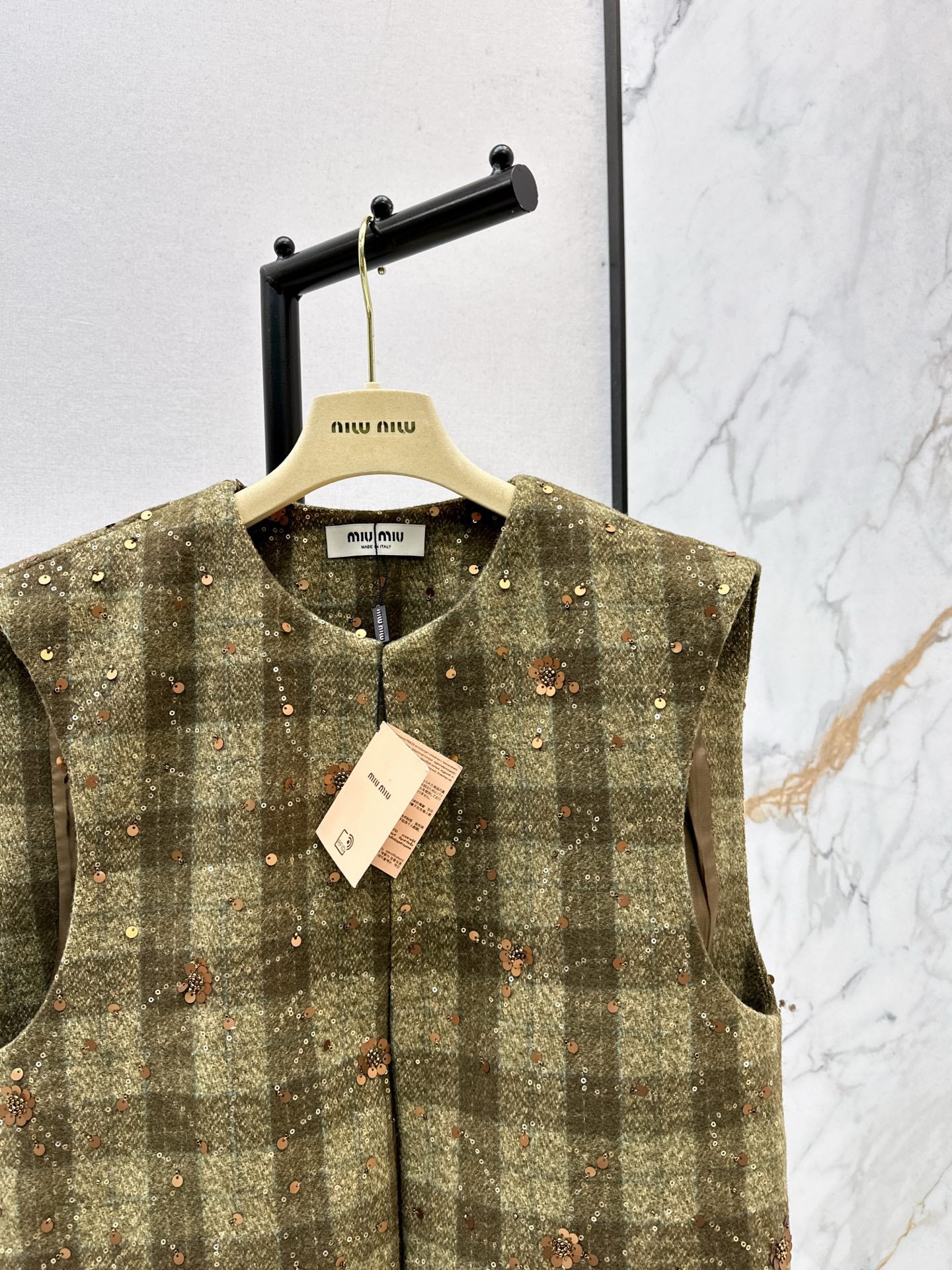 Mi 25 Plaid Series Beaded Sequin Vest Jacket