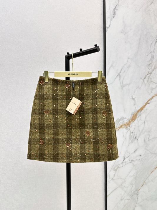 Mi 25 Plaid Series Beaded Sequin Shorts