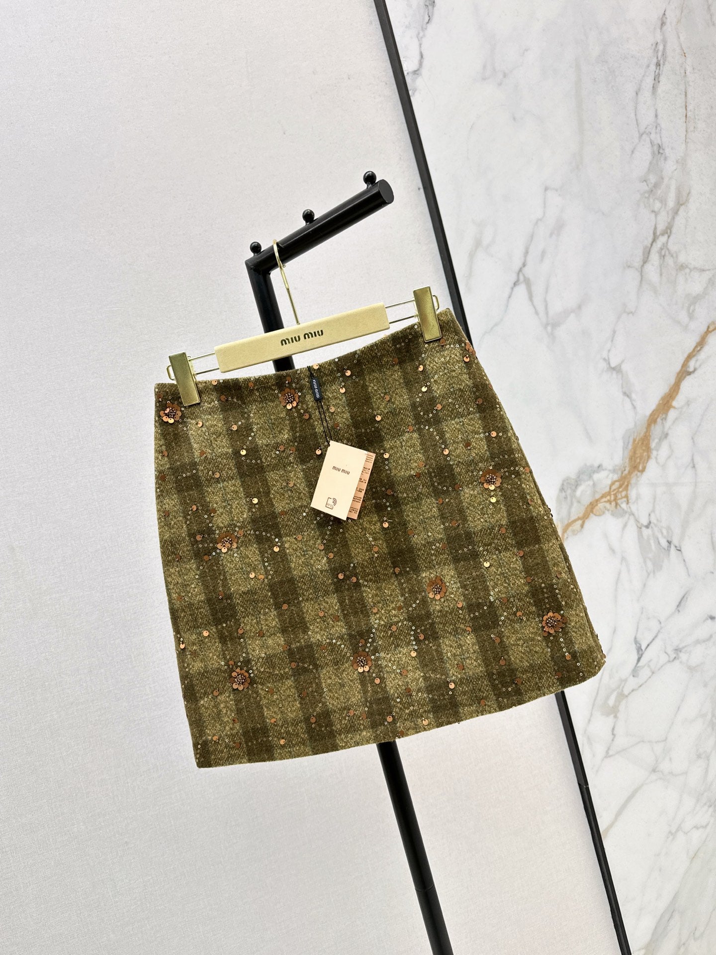 Mi 25 Plaid Series Beaded Sequin Shorts