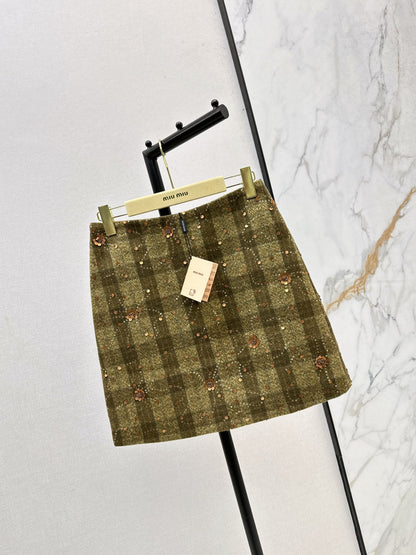 Mi 25 Plaid Series Beaded Sequin Shorts