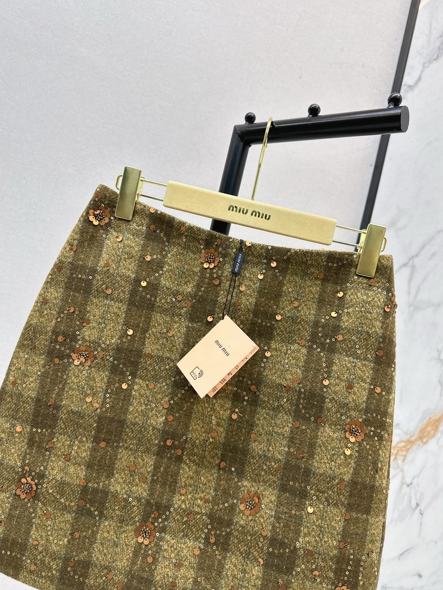 Mi 25 Plaid Series Beaded Sequin Shorts