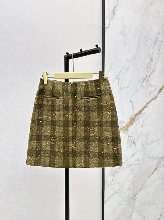 Mi 25 Plaid Series Beaded Sequin Shorts