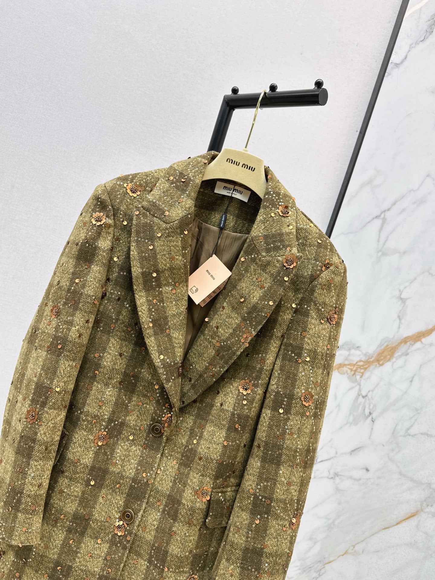 Mi 25 Plaid Series Beaded Sequined Blazer