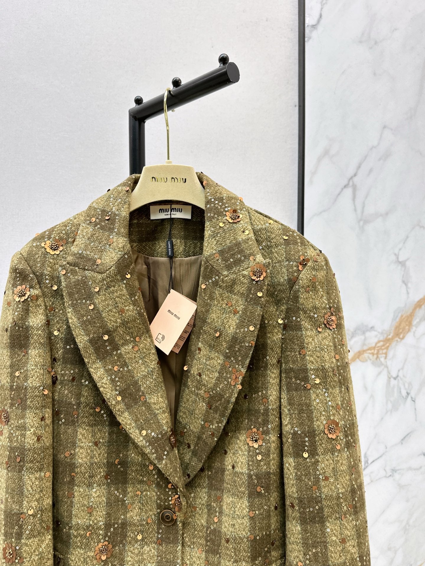 Mi 25 Plaid Series Beaded Sequined Blazer
