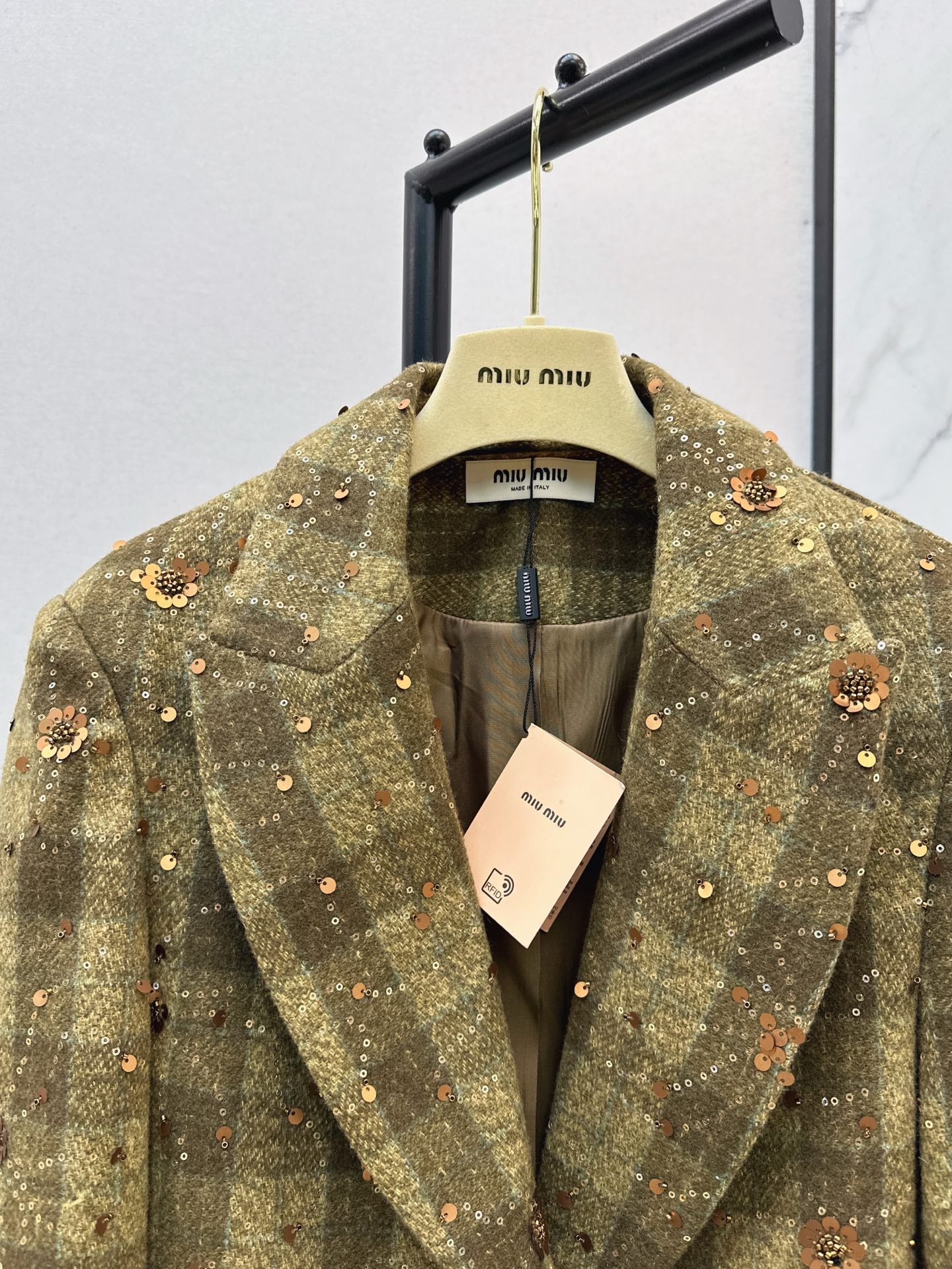 Mi 25 Plaid Series Beaded Sequined Blazer