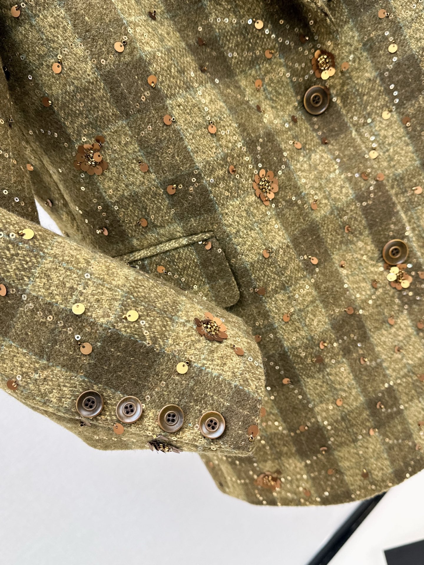 Mi 25 Plaid Series Beaded Sequined Blazer