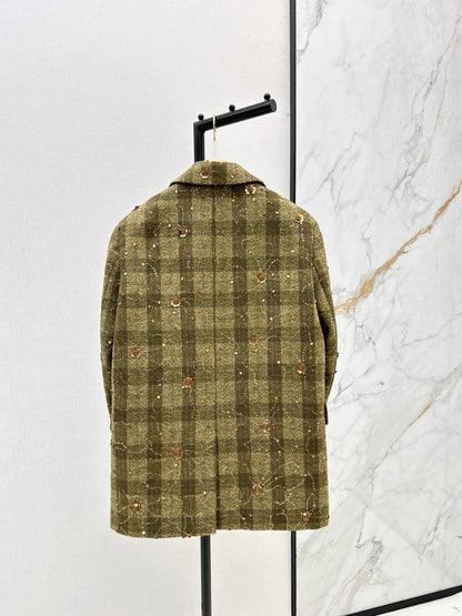 Mi 25 Plaid Series Beaded Sequined Blazer