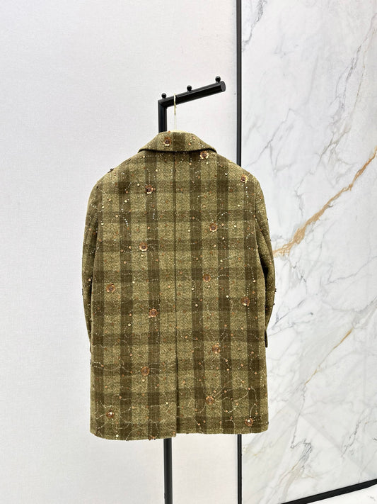 Mi 25 Plaid Series Beaded Sequined Blazer