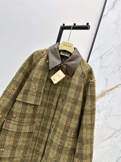 Mi 25 Plaid Series Beaded Sequin Fanl Jacket