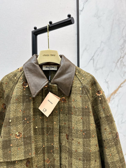 Mi 25 Plaid Series Beaded Sequin Fanl Jacket