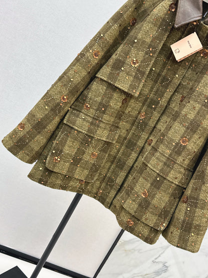 Mi 25 Plaid Series Beaded Sequin Fanl Jacket