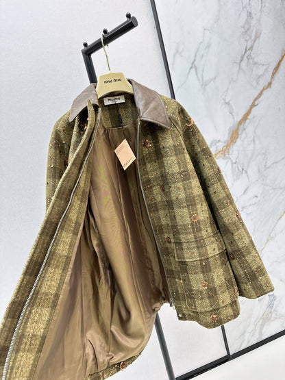 Mi 25 Plaid Series Beaded Sequin Fanl Jacket