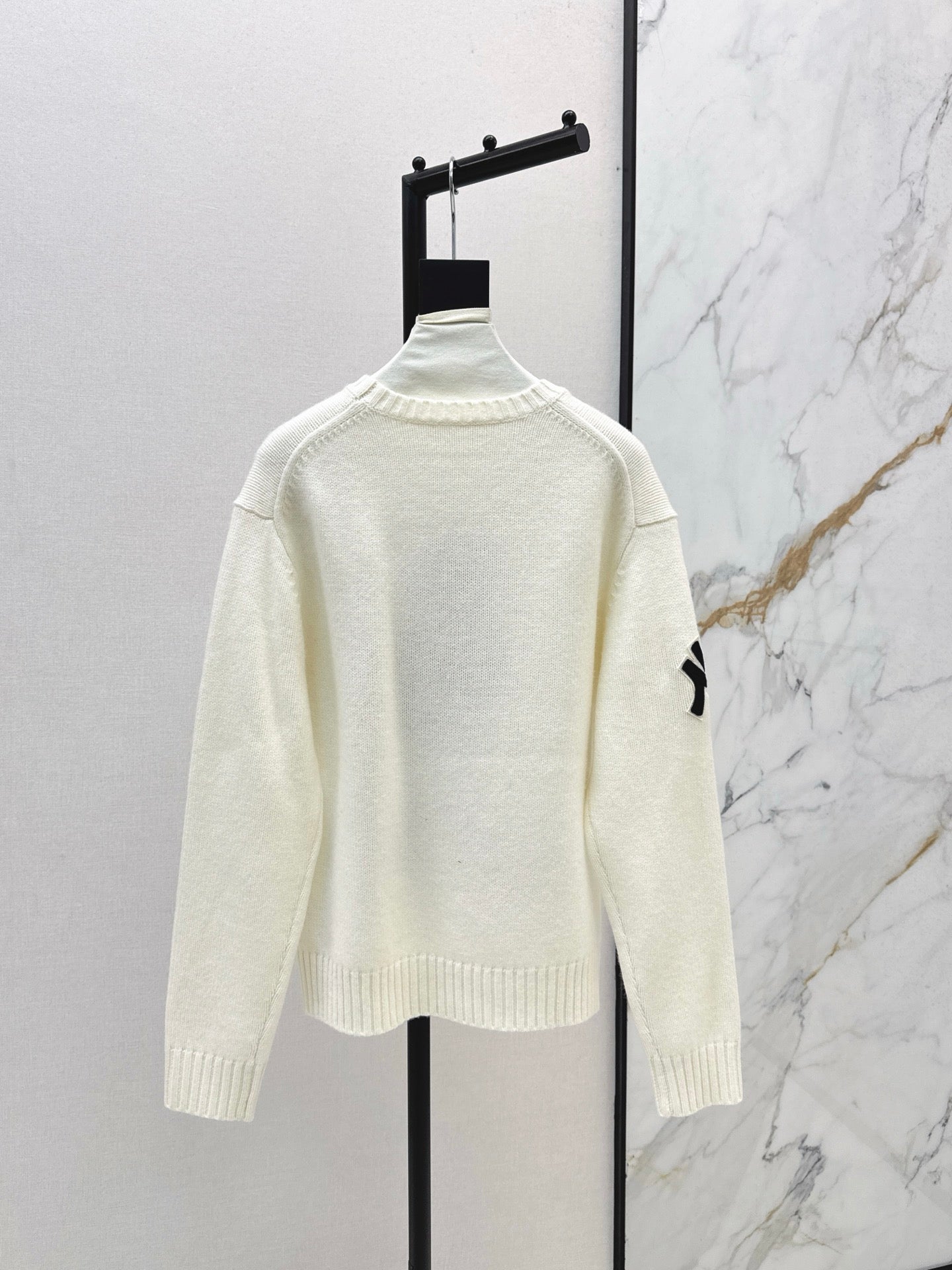 Ral 25 New joint baseball bear wool sweater（WHITE/NAVY）