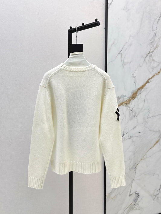 Ral 25 New joint baseball bear wool sweater（WHITE/NAVY）