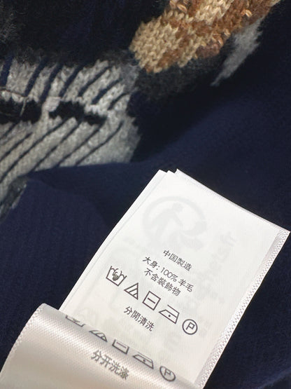 Ral 25 New joint baseball bear wool sweater（WHITE/NAVY）