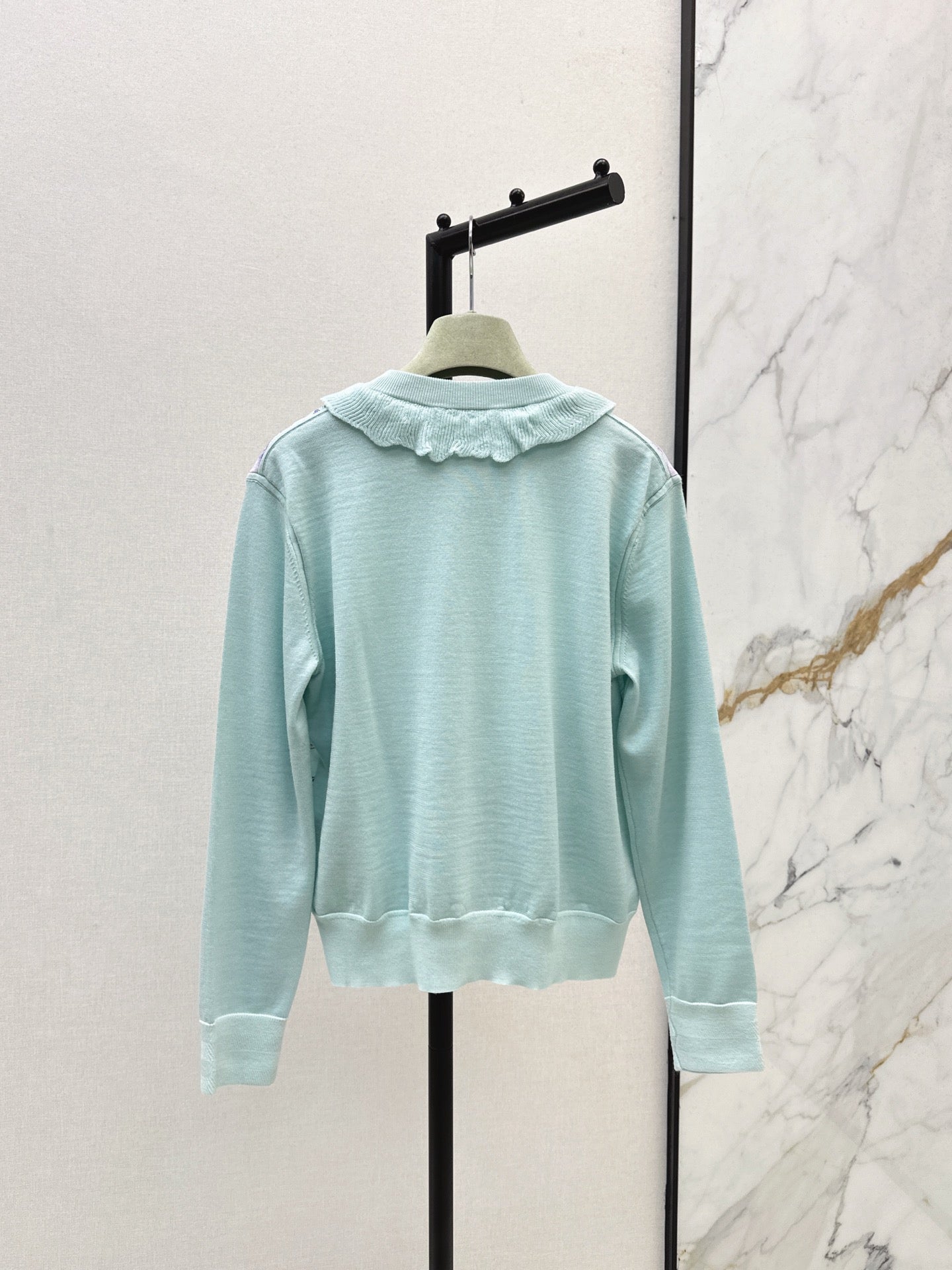He 25 New rope print wool knit cardigan(GREEN/BLACK)