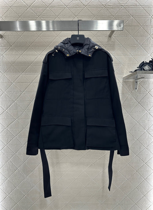 Mon 25 Detachable hooded down jacket(BLACK/KHAKI)