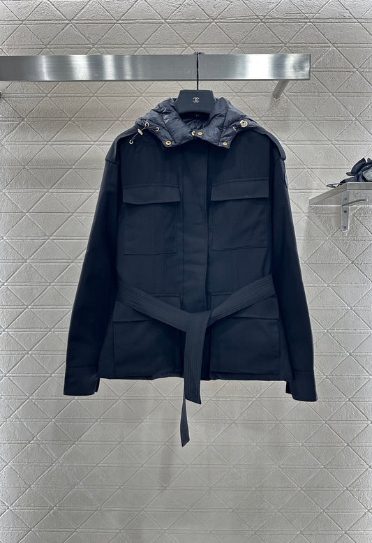 Mon 25 Detachable hooded down jacket(BLACK/KHAKI)
