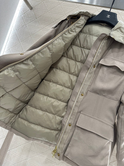 Mon 25 Detachable hooded down jacket(BLACK/KHAKI)