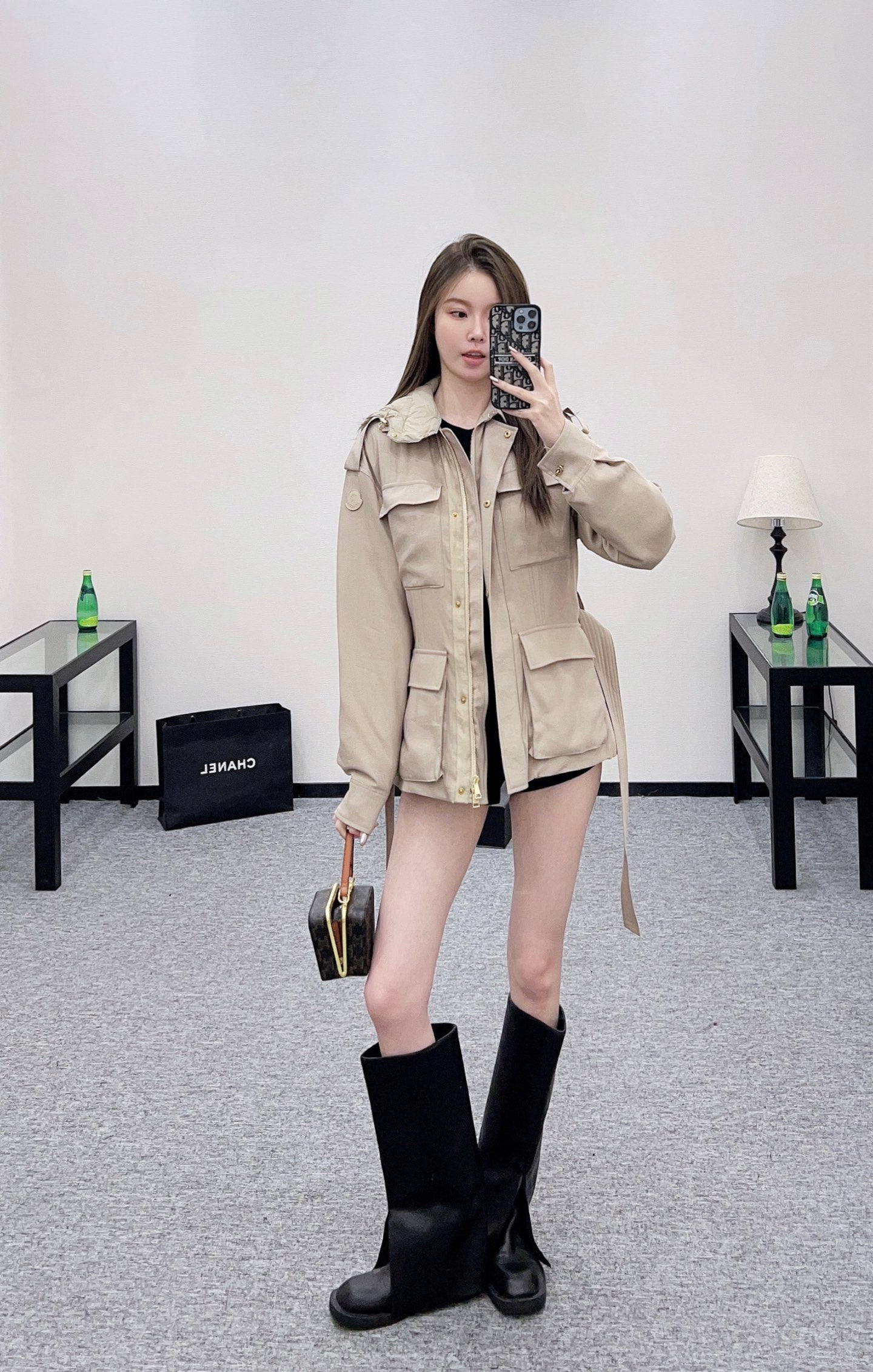 Mon 25 Detachable hooded down jacket(BLACK/KHAKI)