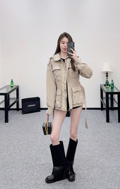Mon 25 Detachable hooded down jacket(BLACK/KHAKI)