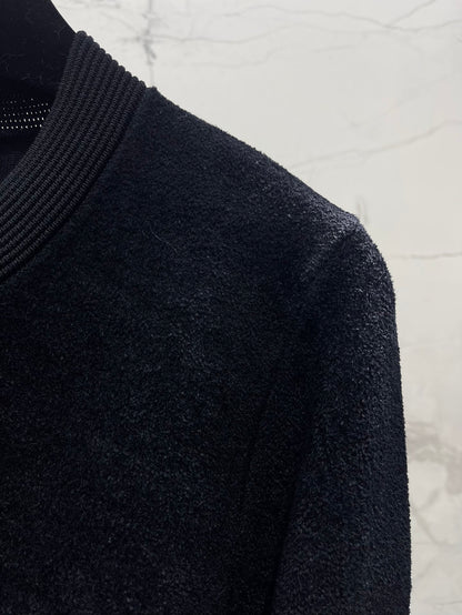 C 25 Multi-button decorative high-end black knitted wool cardigan