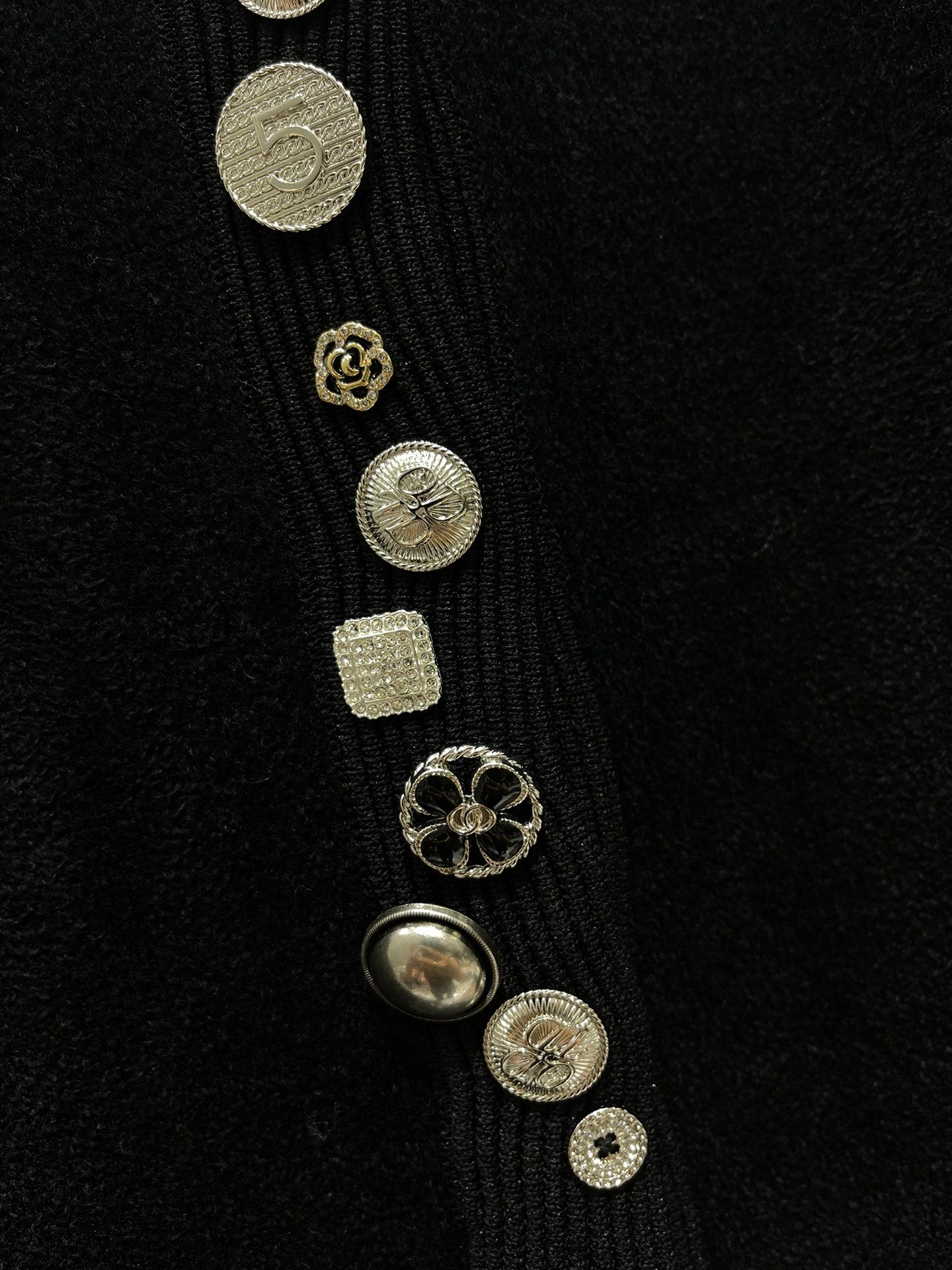 C 25 Multi-button decorative high-end black knitted wool cardigan