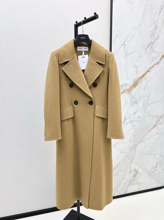 Max 25 New double-breasted lapel double-faced wool coat(WHITE/BLACK/KHAKI)