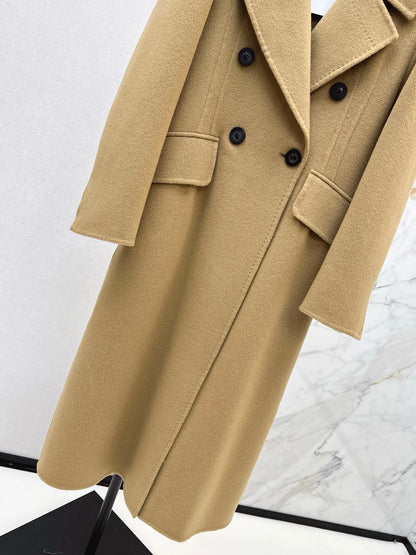 Max 25 New double-breasted lapel double-faced wool coat(WHITE/BLACK/KHAKI)