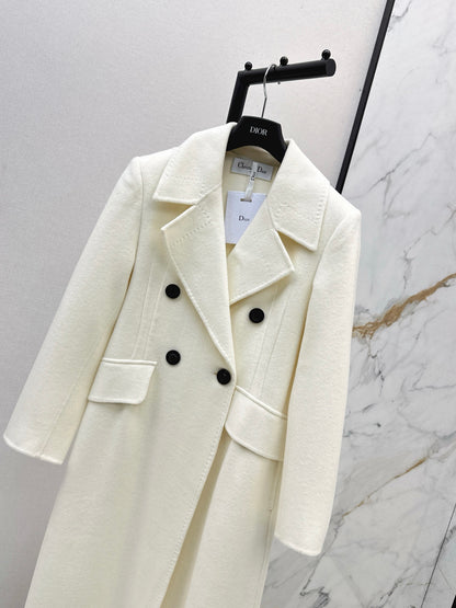 Max 25 New double-breasted lapel double-faced wool coat(WHITE/BLACK/KHAKI)