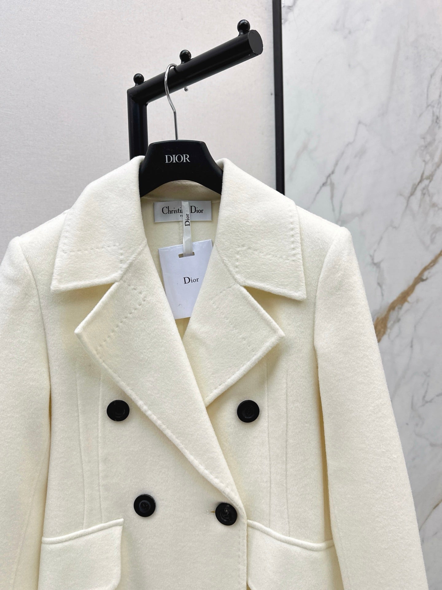 Max 25 New double-breasted lapel double-faced wool coat(WHITE/BLACK/KHAKI)