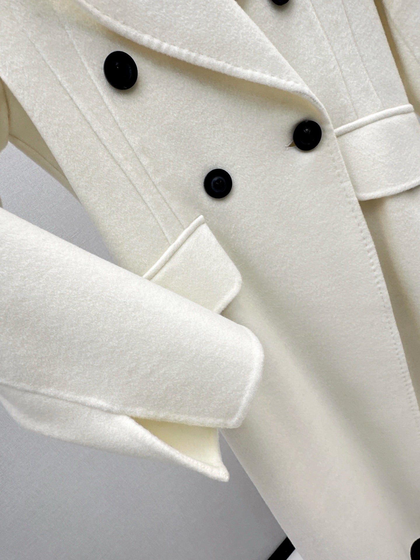 Max 25 New double-breasted lapel double-faced wool coat(WHITE/BLACK/KHAKI)