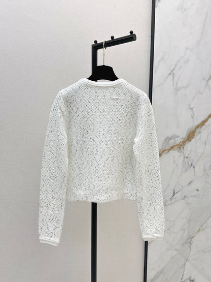 C 25 New Sequined Cropped Cardigan(WHITE/BLACK)