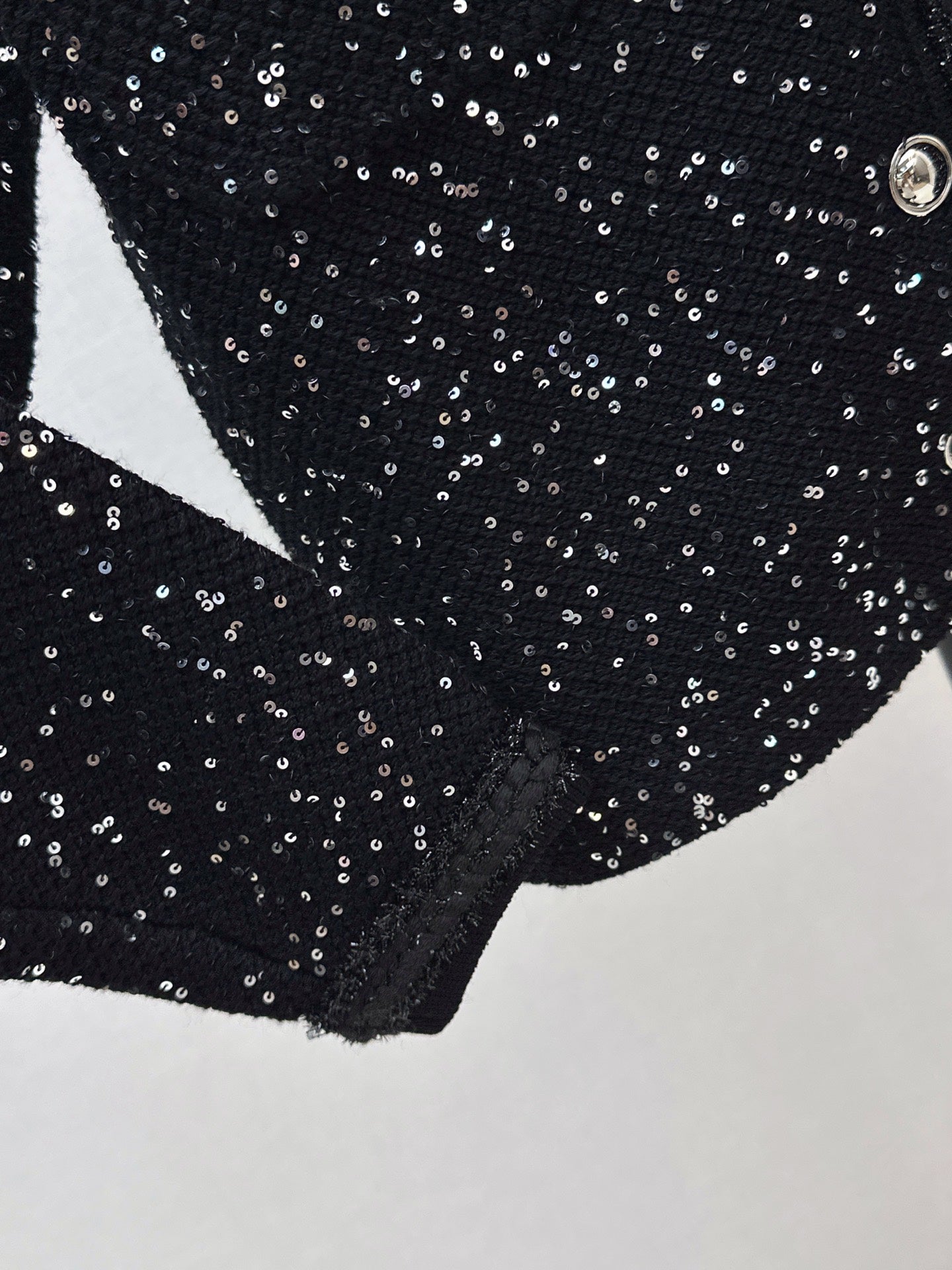 C 25 New Sequined Cropped Cardigan(WHITE/BLACK)