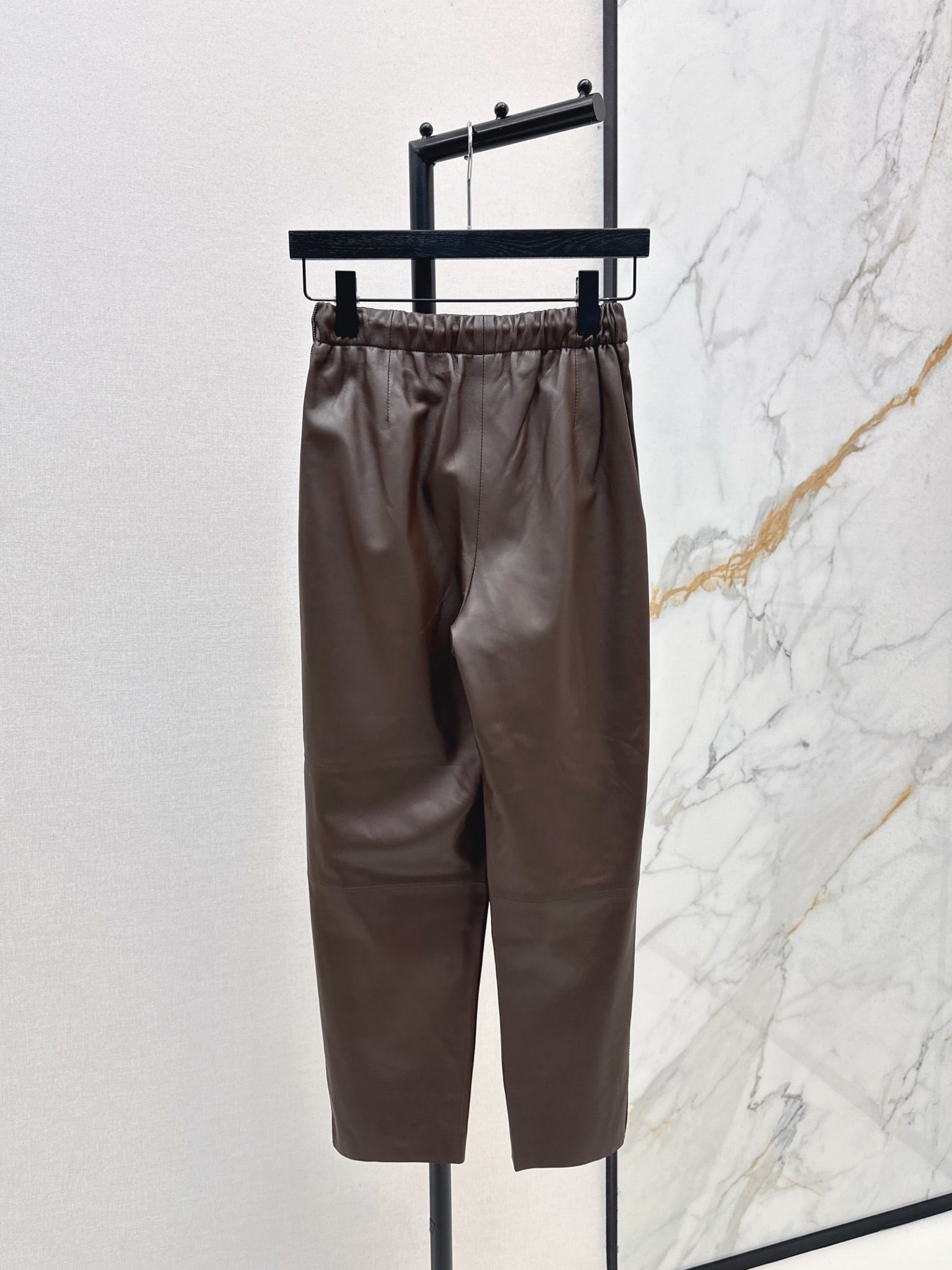 Bru 25 New beaded sheepskin elastic nine-point leather pants