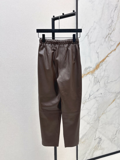 Bru 25 New beaded sheepskin elastic nine-point leather pants