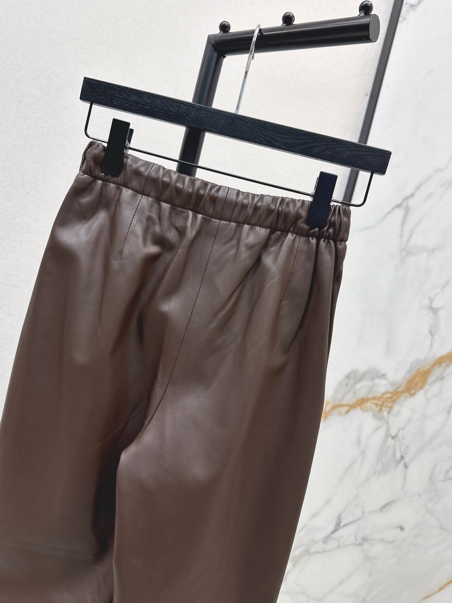 Bru 25 New beaded sheepskin elastic nine-point leather pants