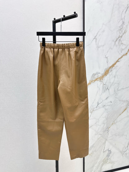 Bru 25 New beaded sheepskin elastic nine-point leather pants