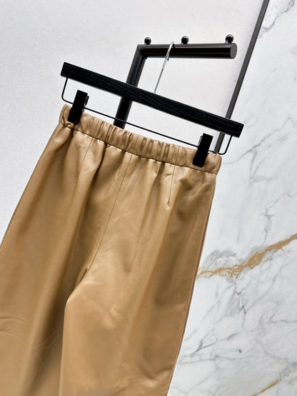 Bru 25 New beaded sheepskin elastic nine-point leather pants
