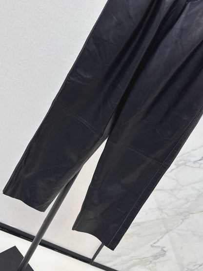 Bru 25 New beaded sheepskin elastic nine-point leather pants