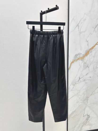Bru 25 New beaded sheepskin elastic nine-point leather pants
